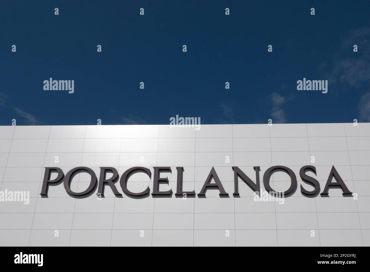 Finestrat, Spain - March 2, 2023: Porcelanosa logo sign on storefront ...