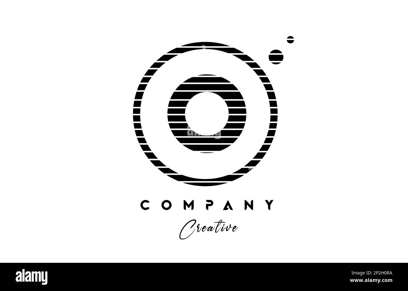 O alphabet letter logo icon design with line stripe and circle. Black ...