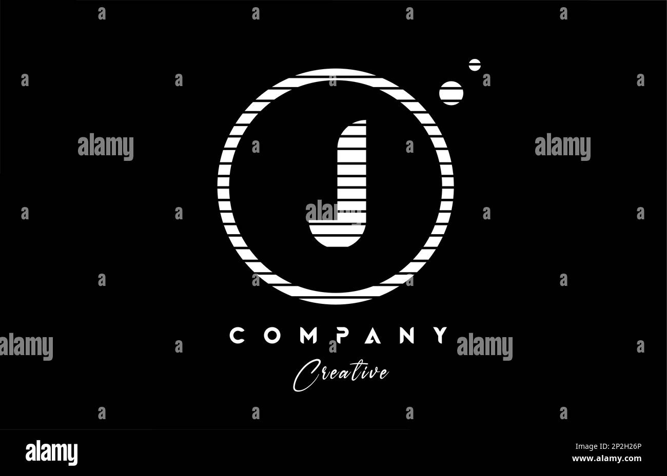 J alphabet letter logo icon design with black and white line stripe and ...