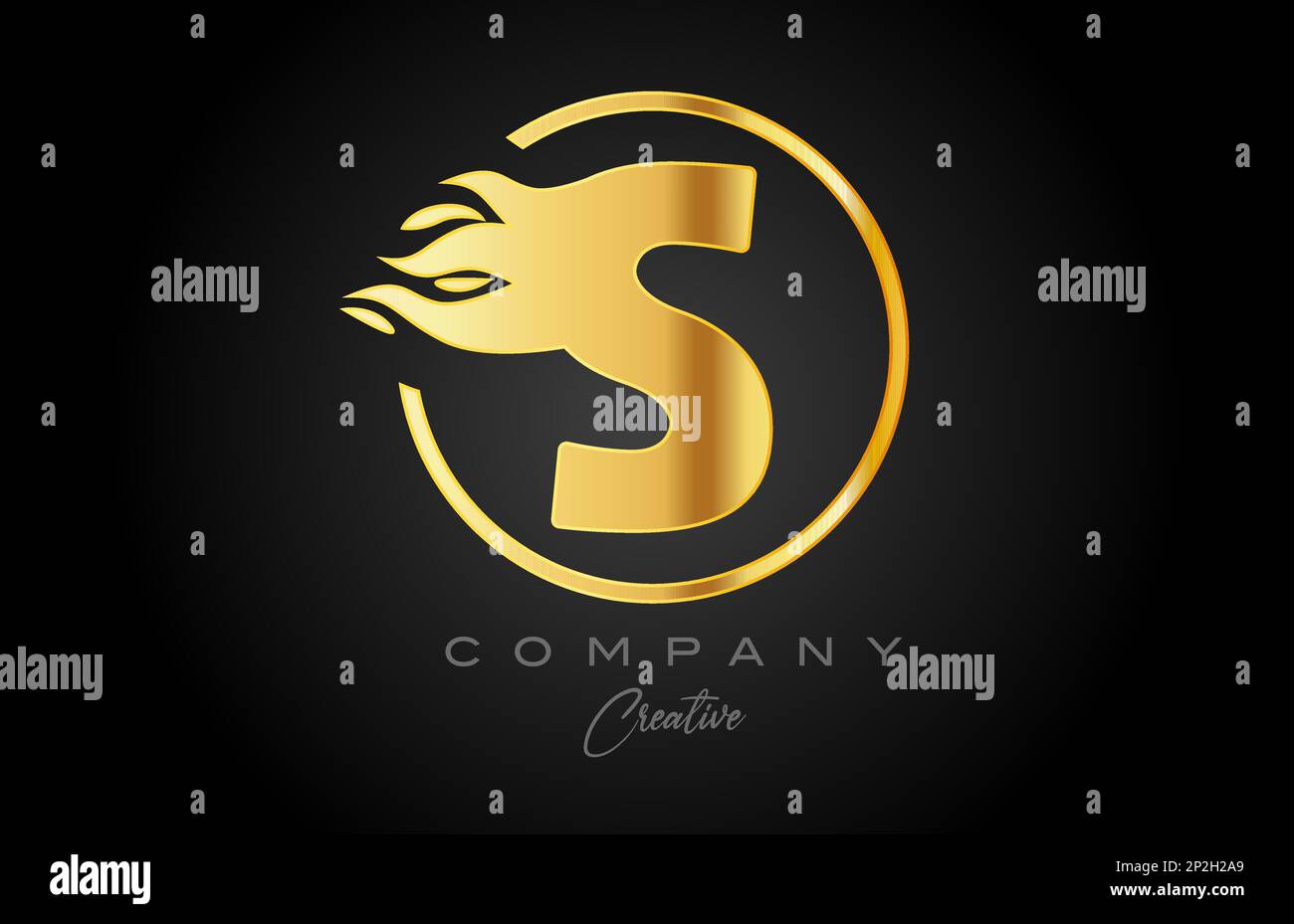 gold golden S alphabet letter icon for corporate with flames. Fire ...