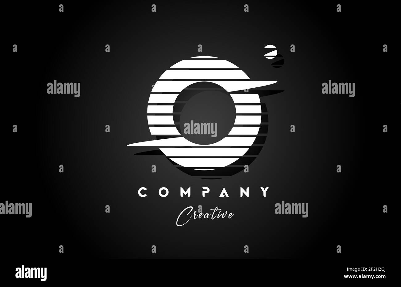 line O alphabet letter logo icon design with black and white stripe and ...