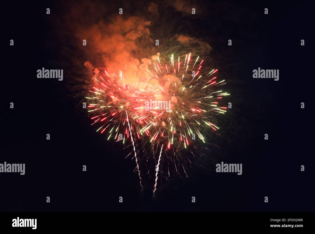 Crowd watching fireworks happy people see to firework at night hi-res ...
