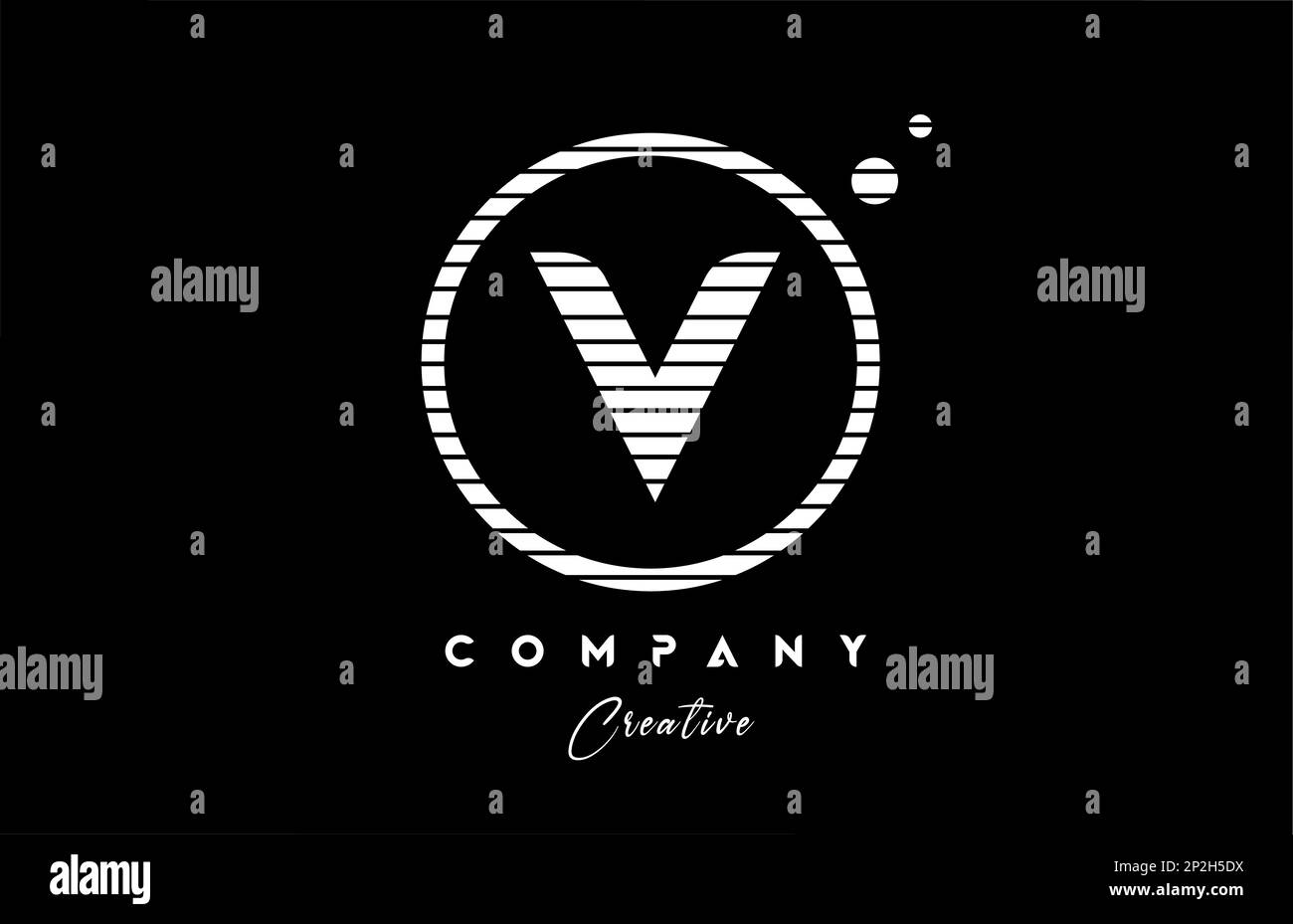 V alphabet letter logo icon design with black and white line stripe and ...