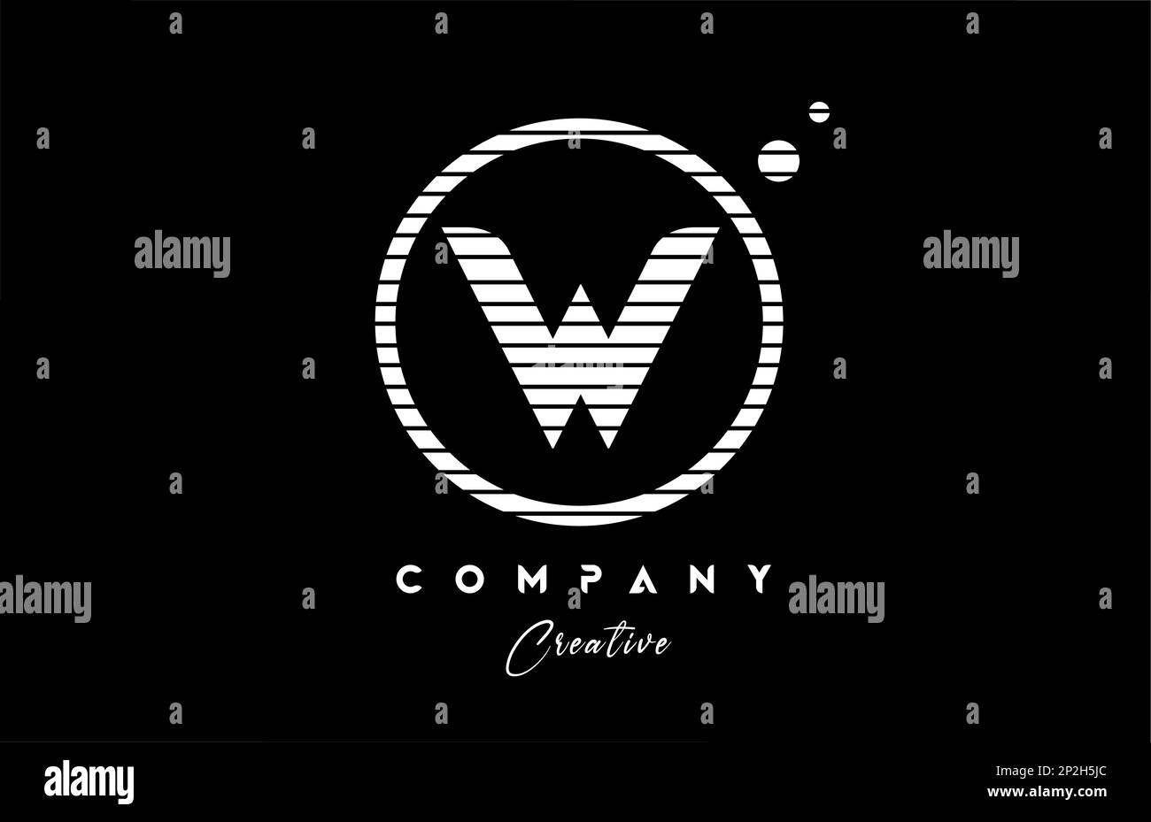 W alphabet letter logo icon design with black and white line stripe and ...