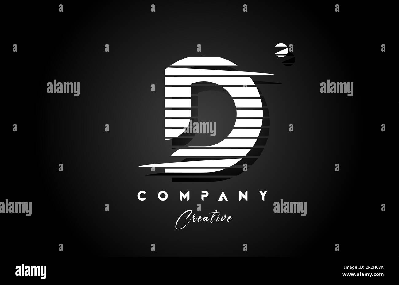 line D alphabet letter logo icon design with black and white stripe and ...