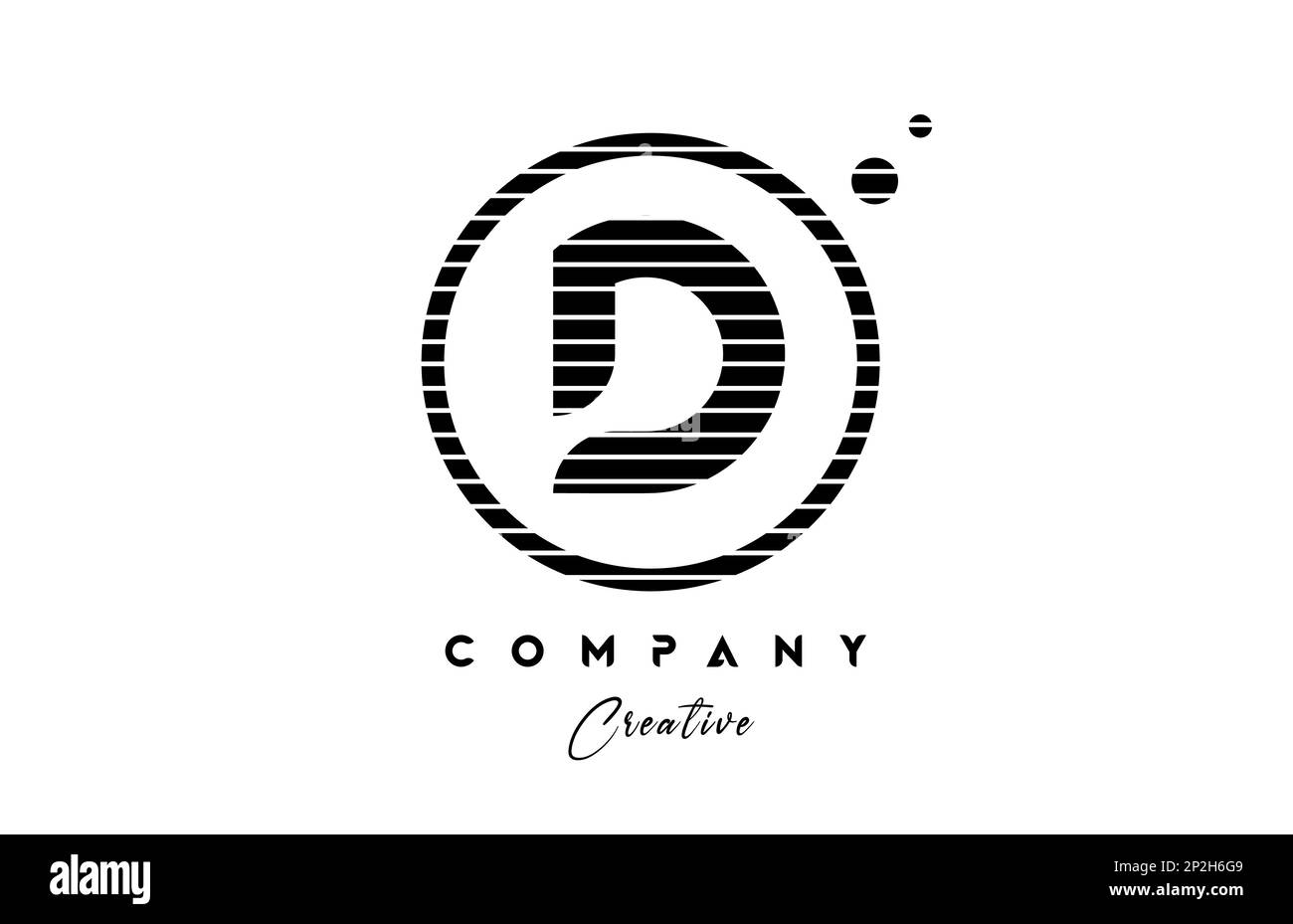 D alphabet letter logo icon design with line stripe and circle. Black ...