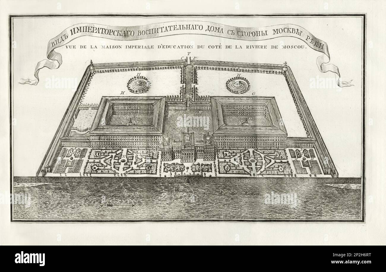 Plan of the Moscow Orphanage (Foundling Home), 1775. Private Collection. Stock Photo
