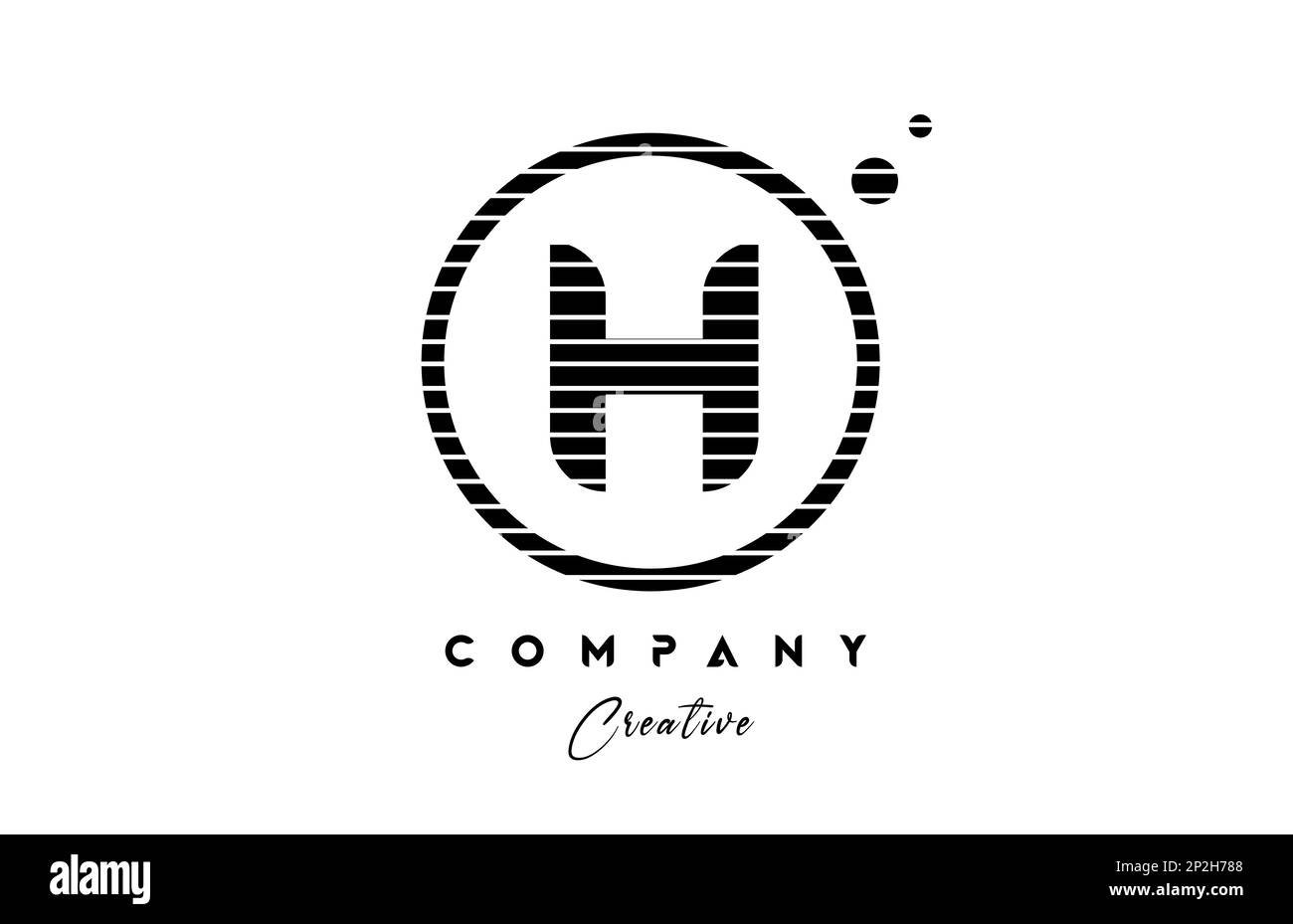 H alphabet letter logo icon design with line stripe and circle. Black ...