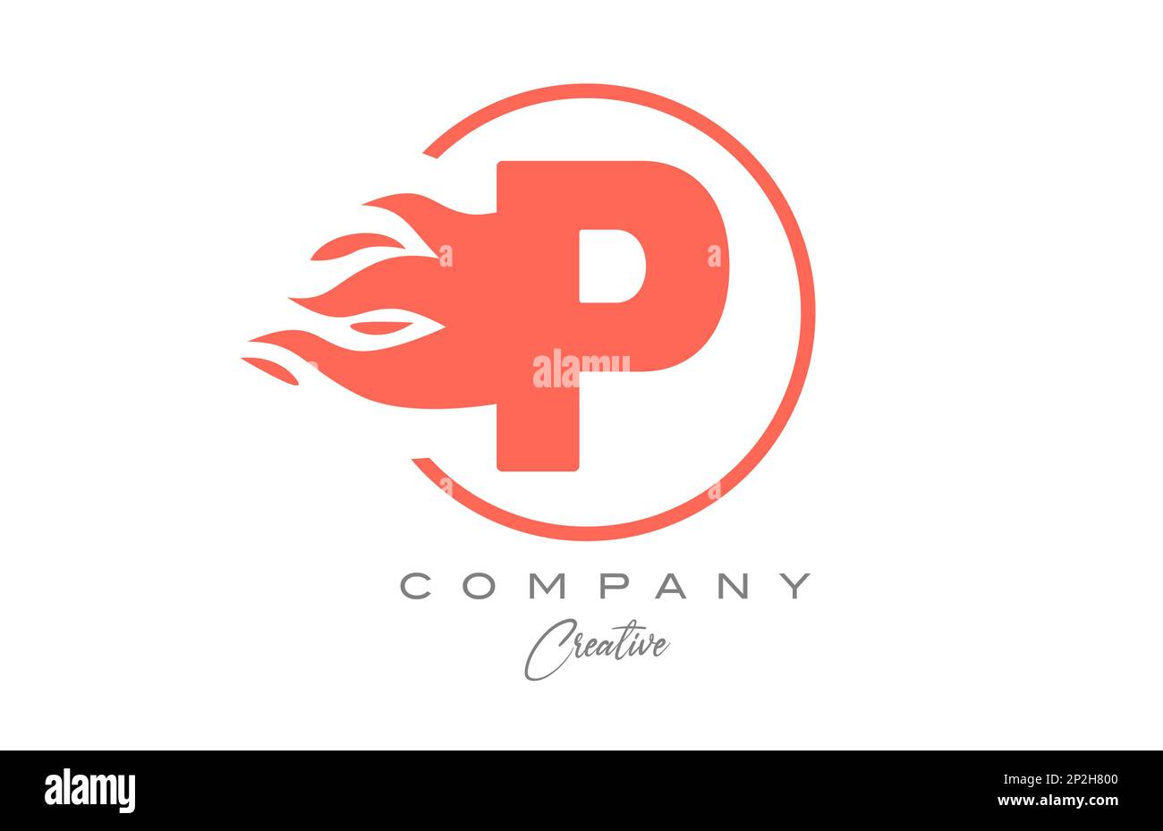orange P alphabet letter icon for corporate with flames. Fire design ...