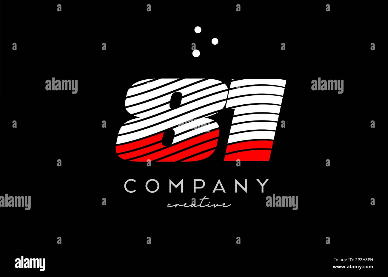 81 number logo with red white lines and dots. Corporate creative template design for company and business Stock Vector