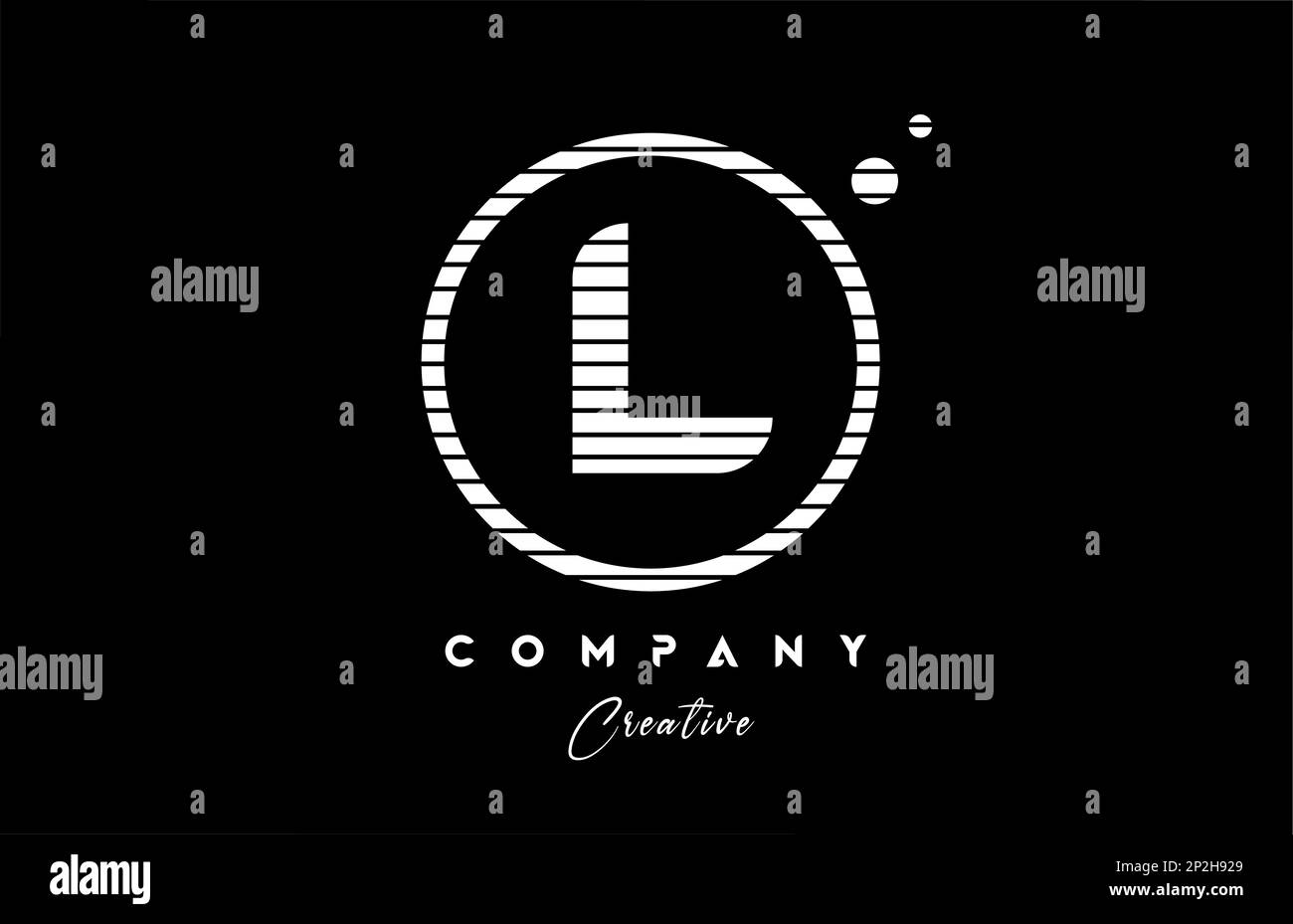 L alphabet letter logo icon design with black and white line stripe and ...