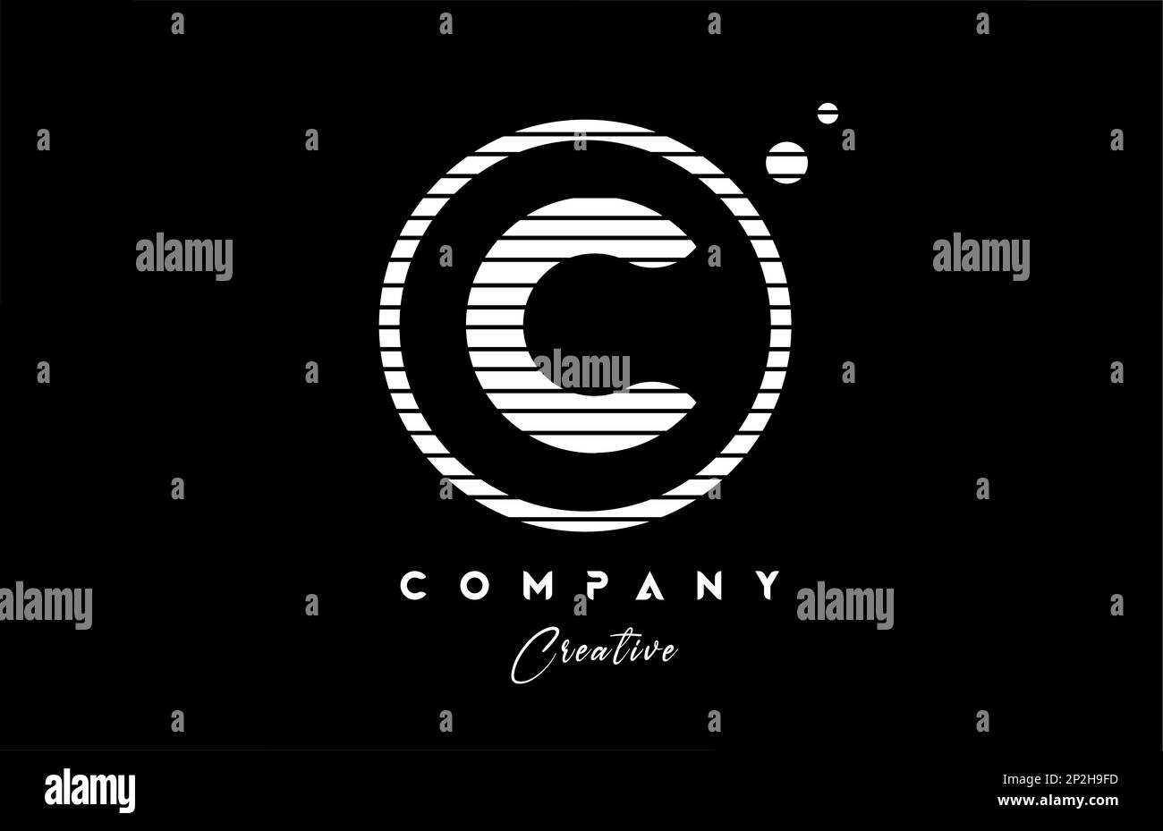 C alphabet letter logo icon design with black and white line stripe and ...