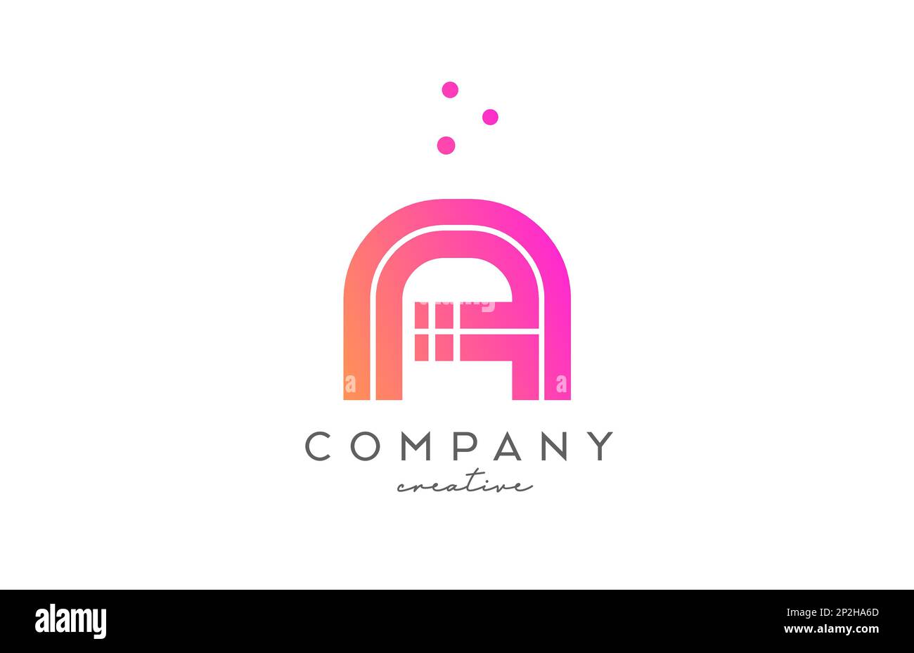 A pink alphabet letter logo with lines and dots. Corporate creative ...