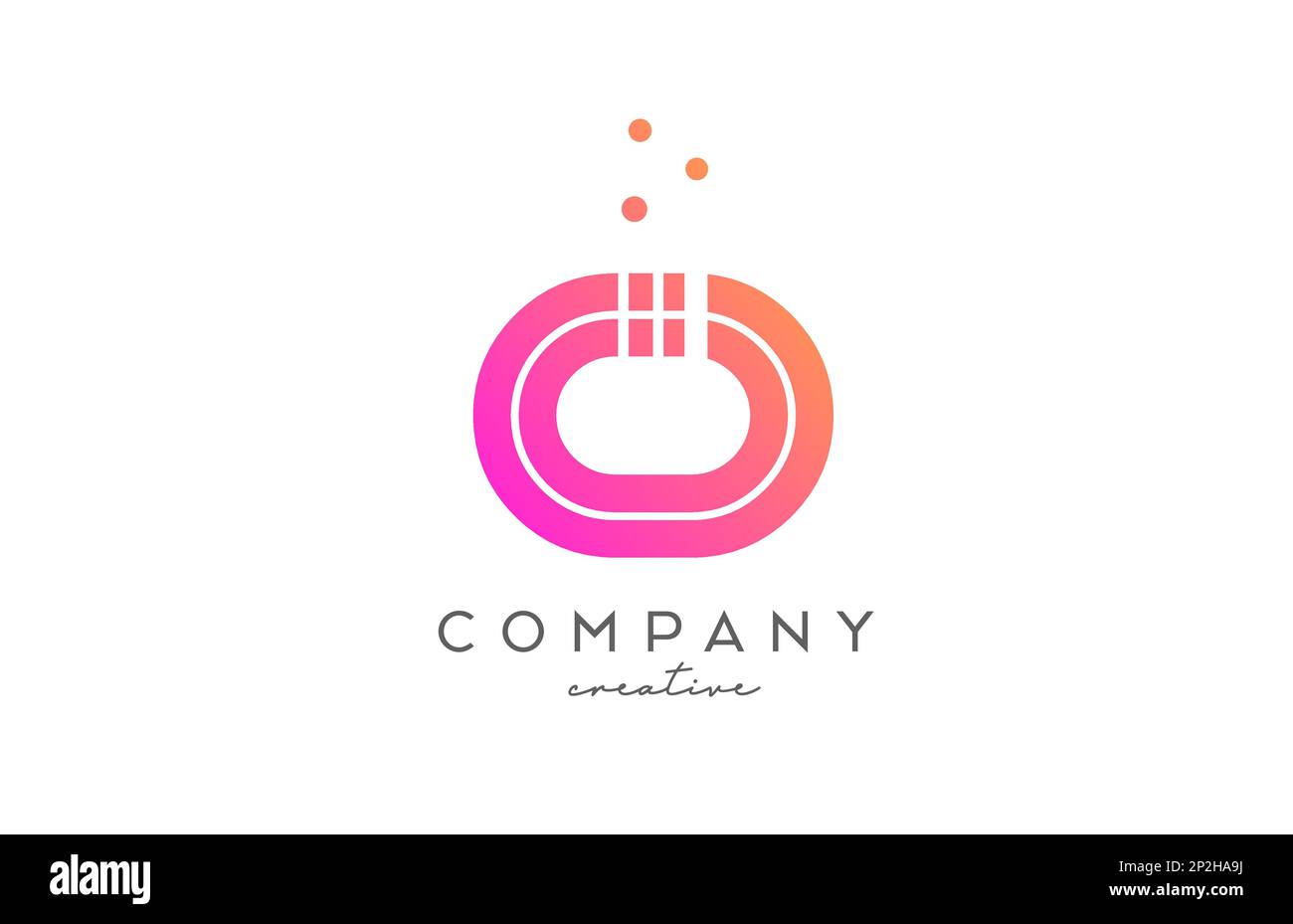 O pink alphabet letter logo with lines and dots. Corporate creative ...