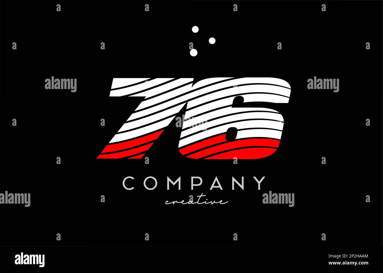 76 number logo with red white lines and dots. Corporate creative ...