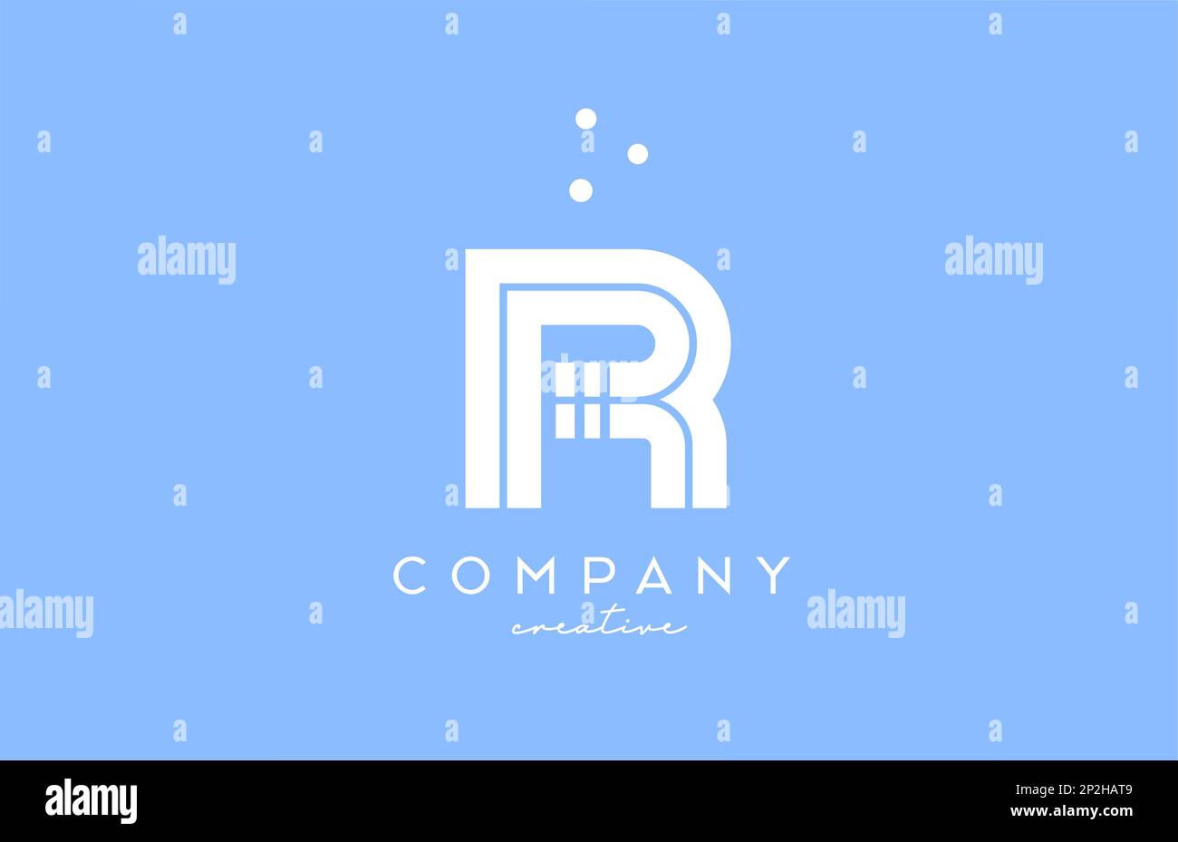 R blue white alphabet letter logo with lines and dots. Corporate ...