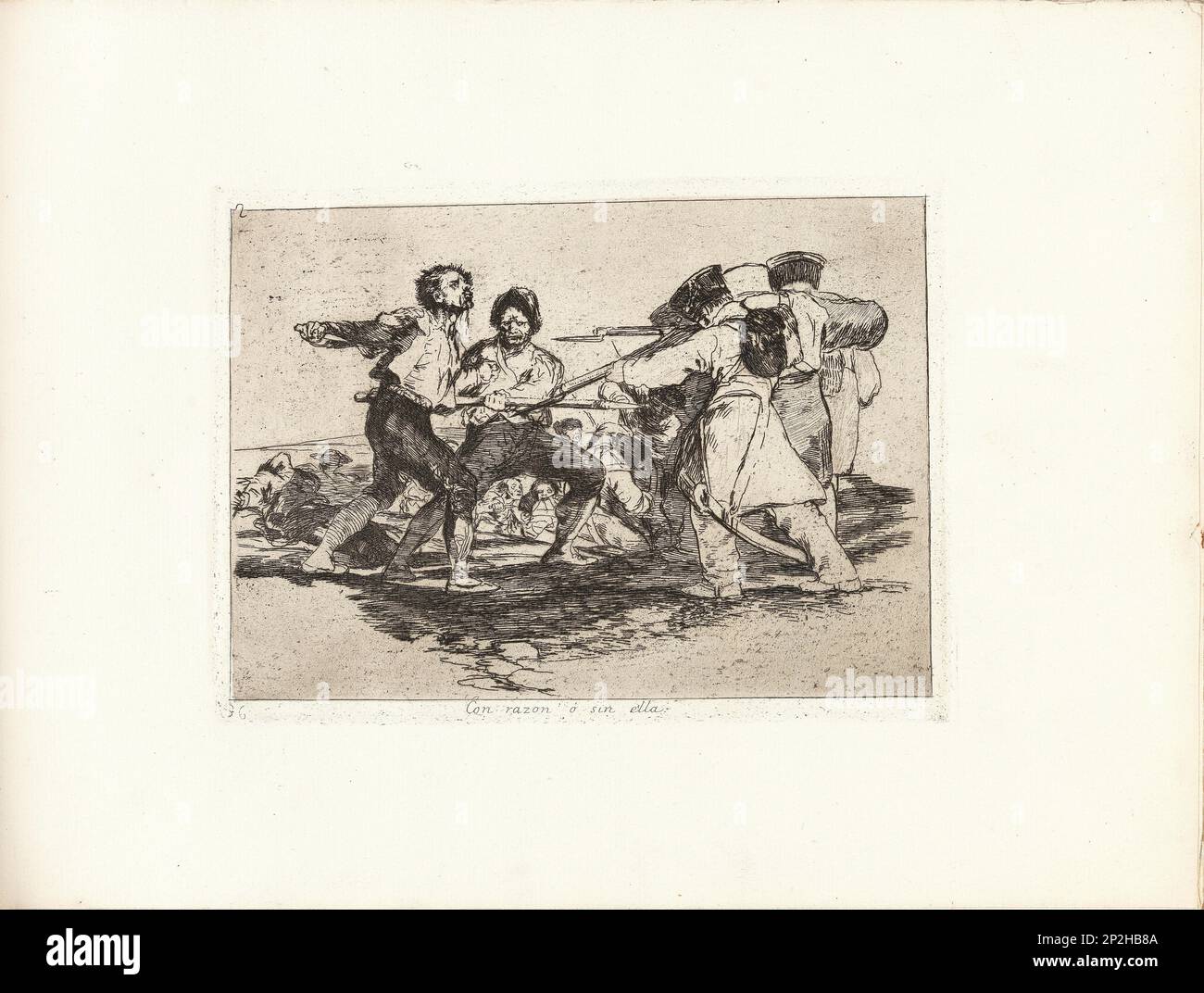 Los Desastres de la Guerra (The Disasters of War), Plate 2: Con razon &#xf3; sin ella (With or without reason) , 1810s. Private Collection. Stock Photo