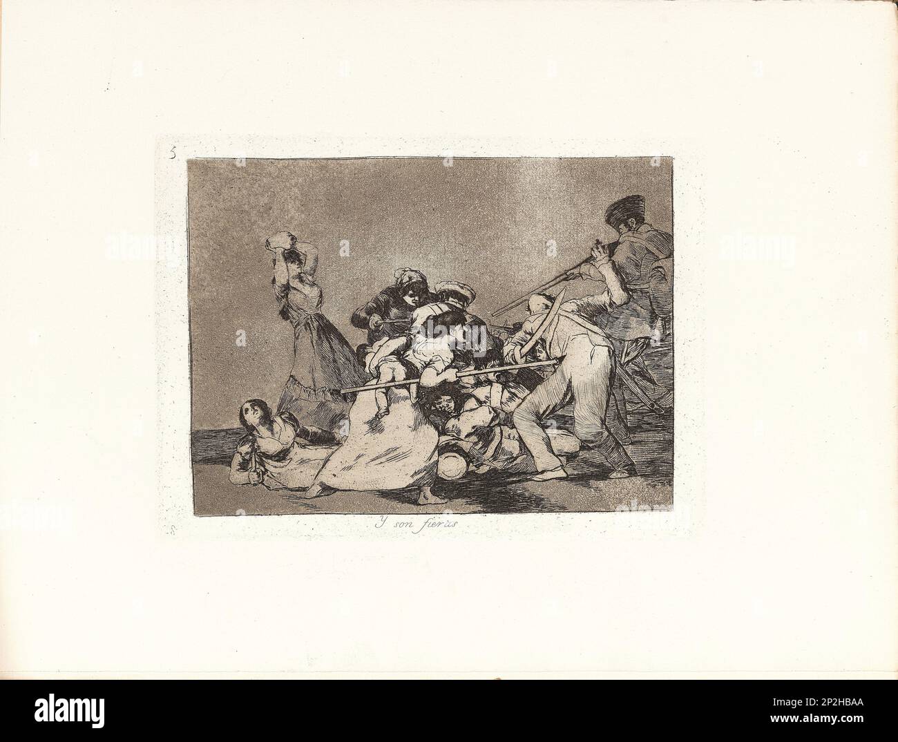Los Desastres de la Guerra (The Disasters of War), Plate 5: Y son fier&#xe0;s (And are like wild beasts), 1810s. Private Collection. Stock Photo