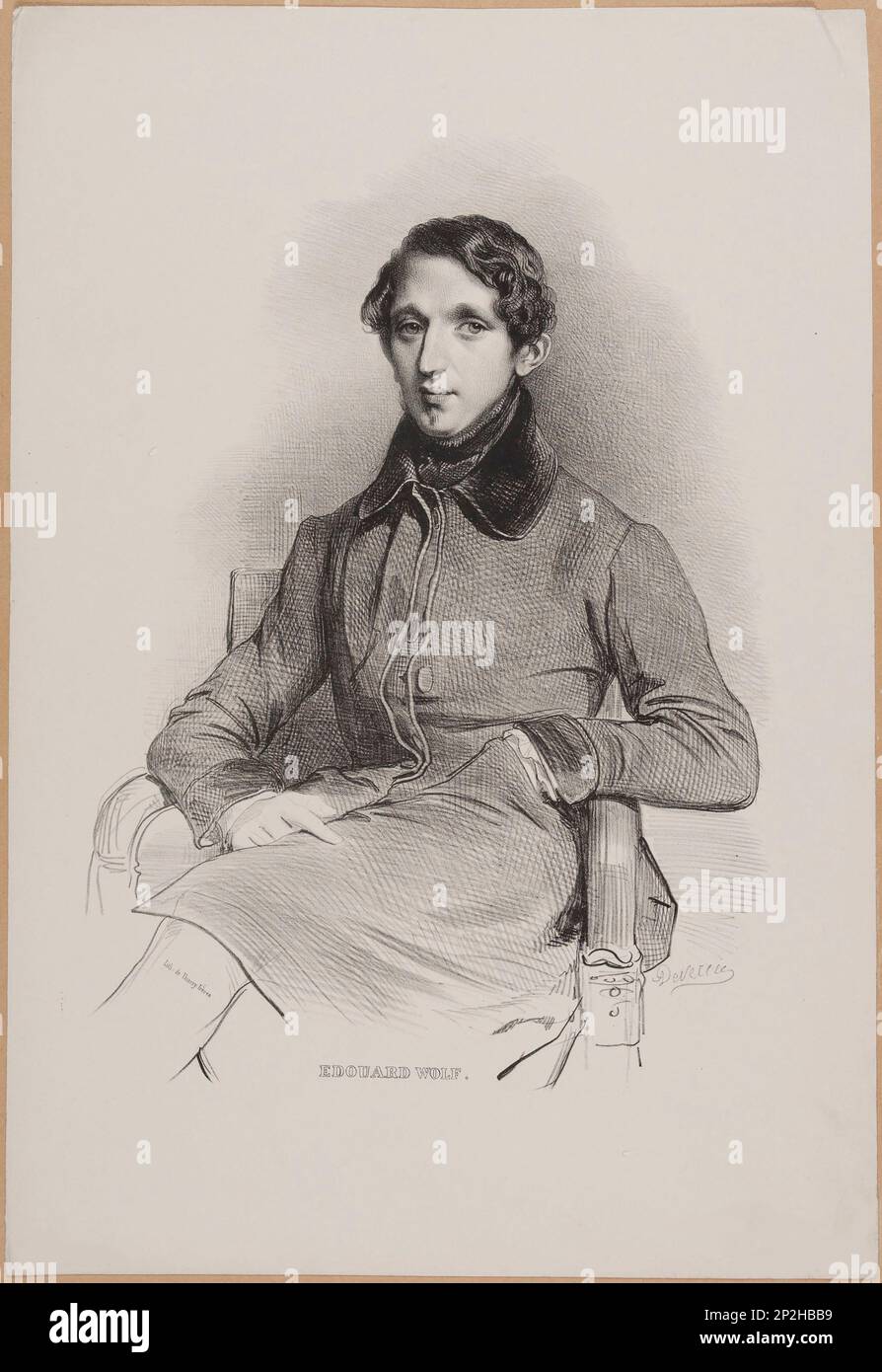 Portrait of the composer Edouard Wolff (1816-1880), 1836. Private Collection. Stock Photo