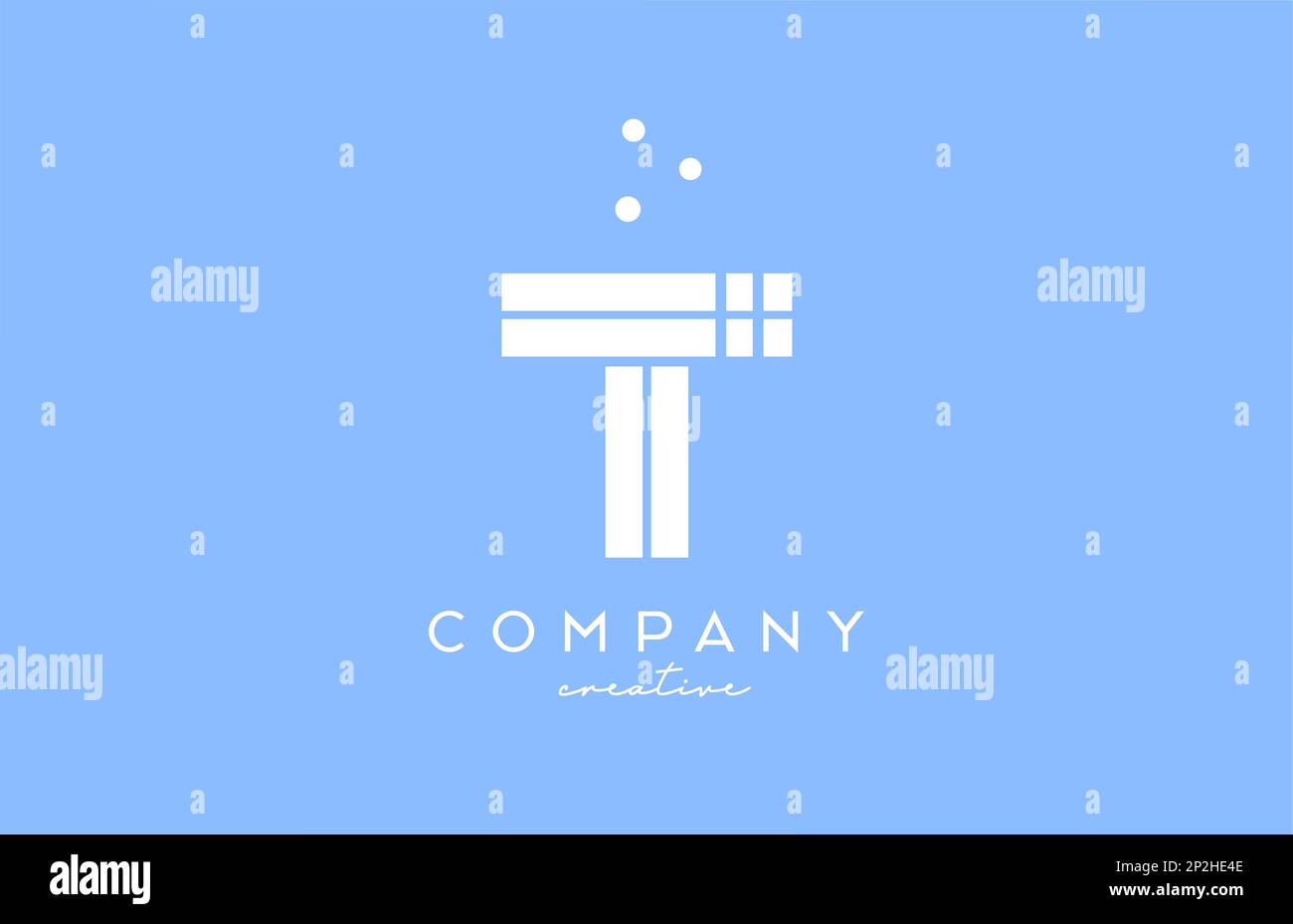 T blue white alphabet letter logo with lines and dots. Corporate ...