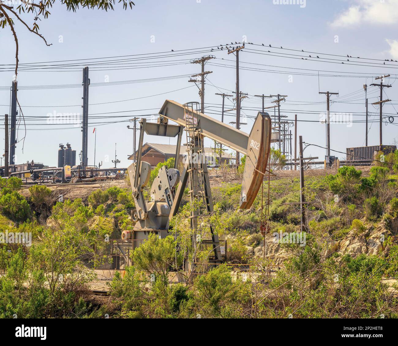 March 3, 2023, Los Angeles, CA, USA A pumpjack operates at the