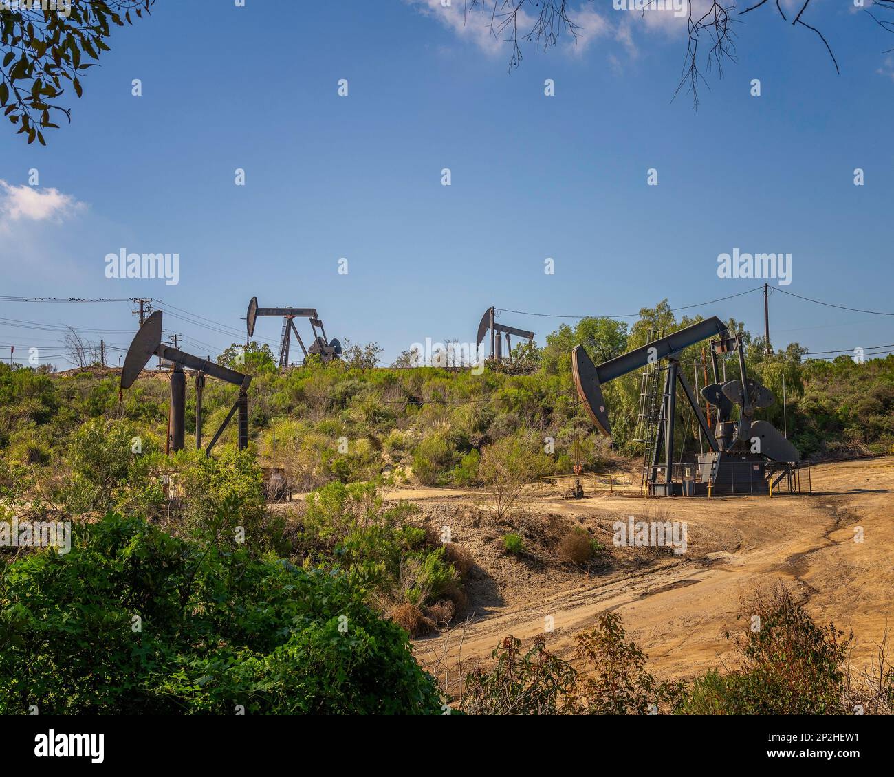 March 3, 2023, Los Angeles, CA, USA Pumpjacks operate at the Inglewood