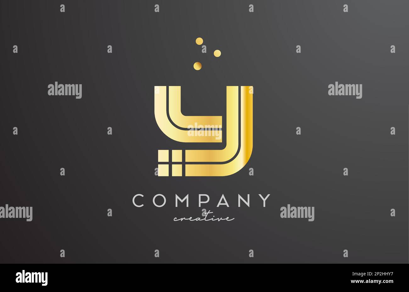 gold golden Y alphabet letter logo with dots. Corporate creative ...