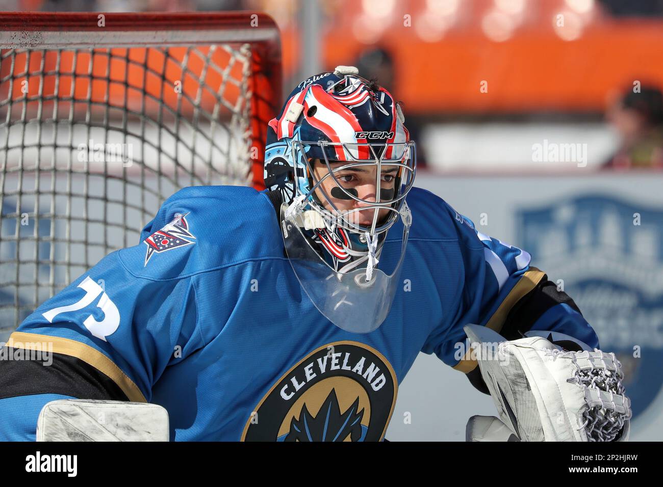 CLEVELAND, OH MARCH 04 Cleveland Monsters goalie Jet Greaves (73) on