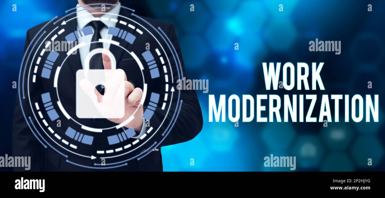 Modern Sign Work Work Rework Inspiration showing sign Work Modernization. Business showcase changing ...