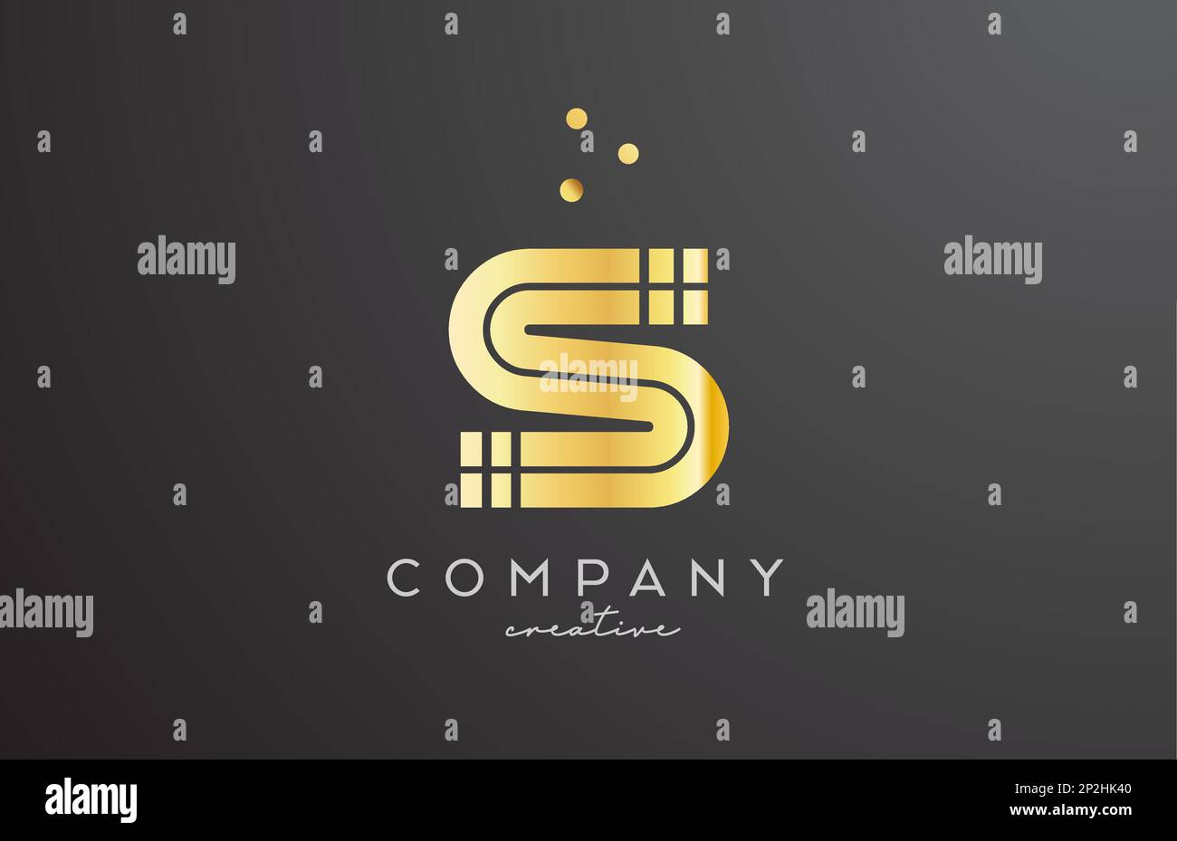 gold golden S alphabet letter logo with dots. Corporate creative ...