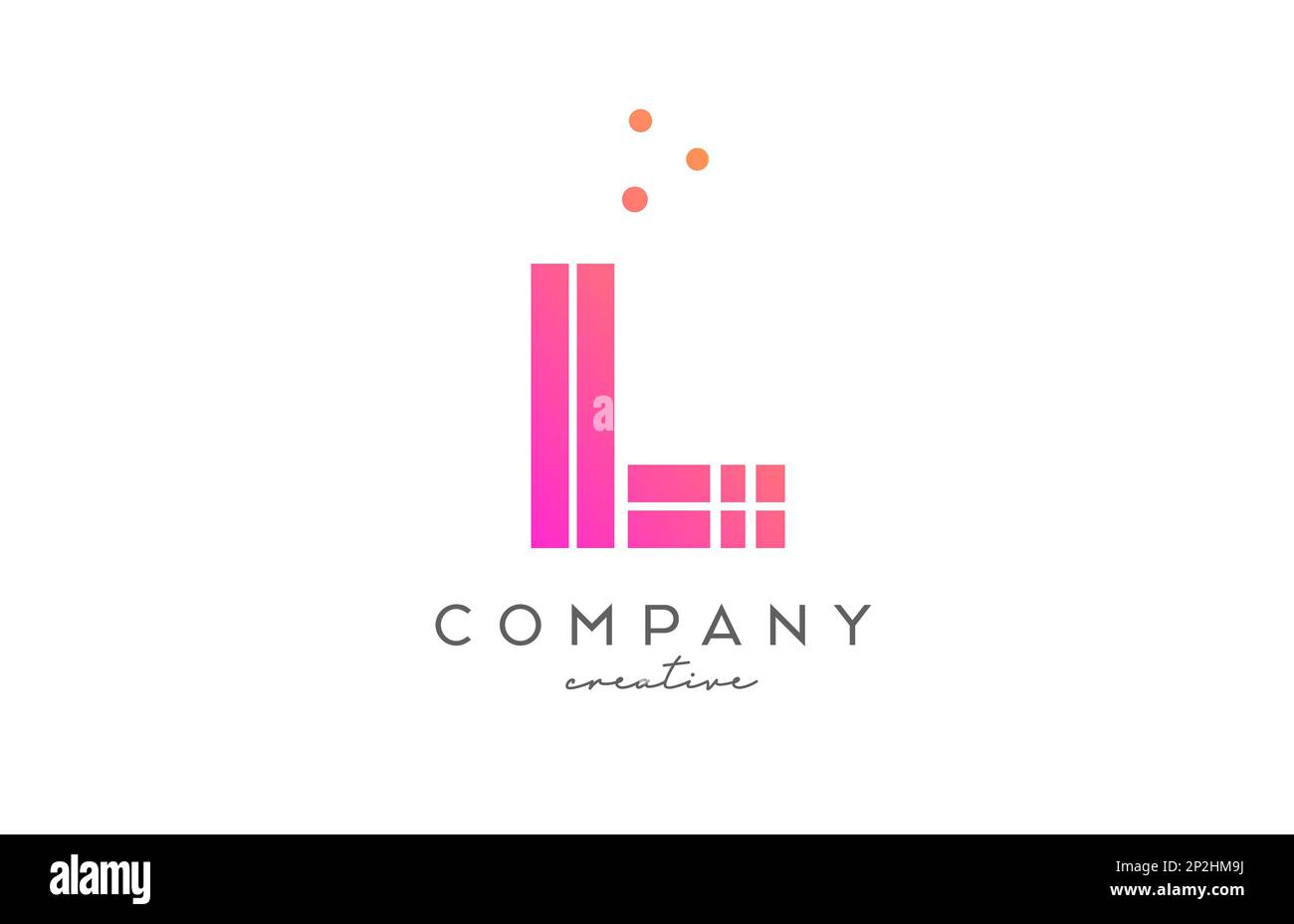 L pink alphabet letter logo with lines and dots. Corporate creative ...