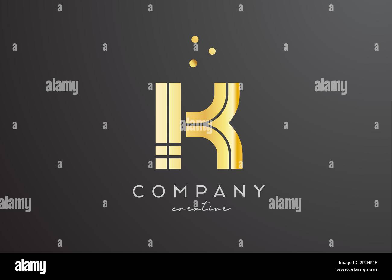 gold golden K alphabet letter logo with dots. Corporate creative ...