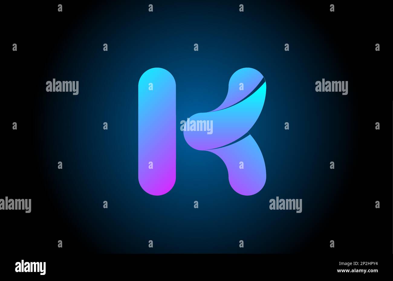 blue pink K alphabet letter logo icon design with gradient color ...