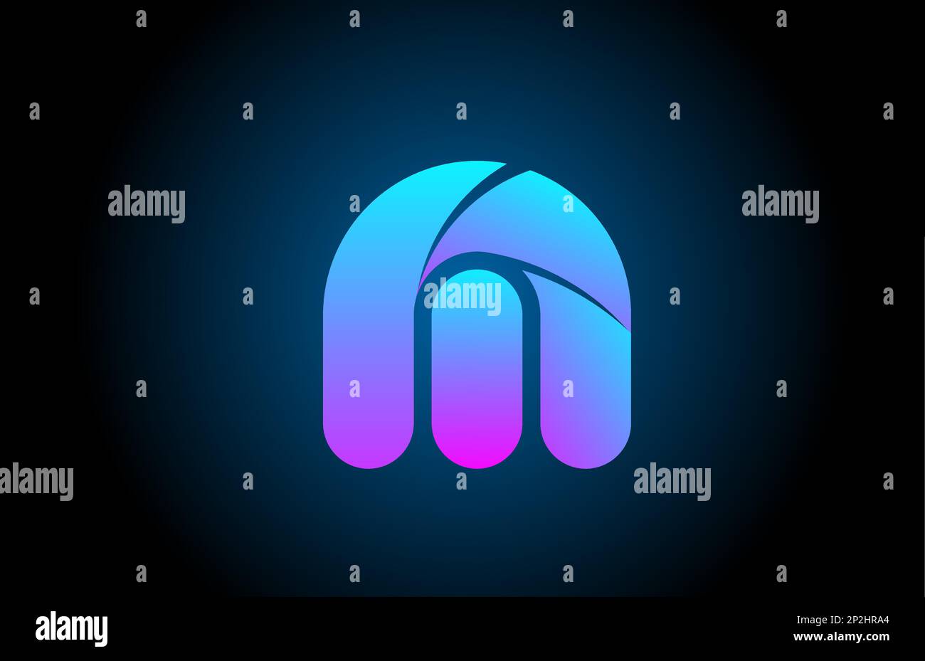 blue pink M alphabet letter logo icon design with gradient color ...