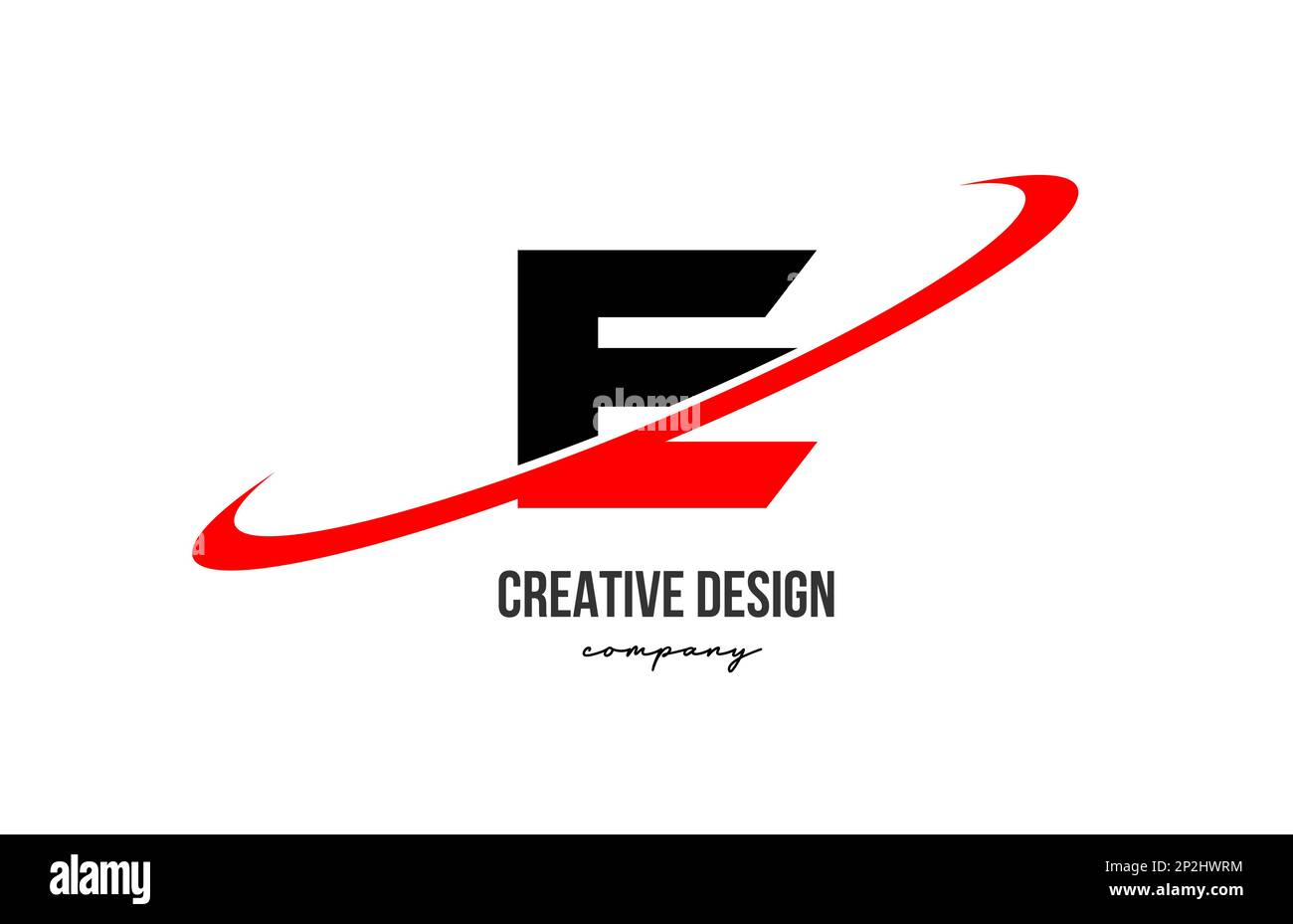 Red black E alphabet letter logo with big swoosh. Corporate creative template design for company and business Stock Vector