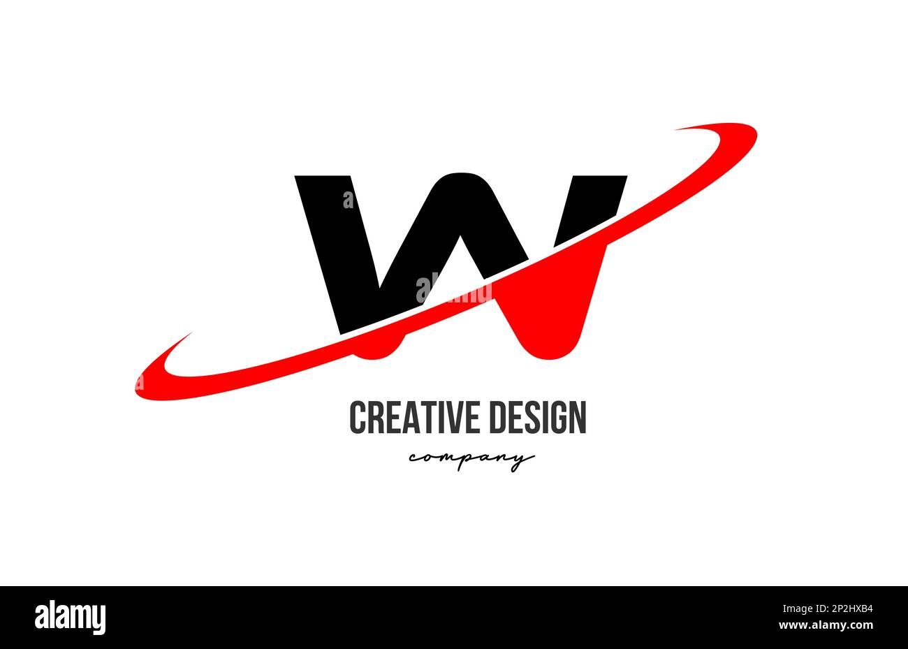 Red black W alphabet letter logo with big swoosh. Corporate creative ...