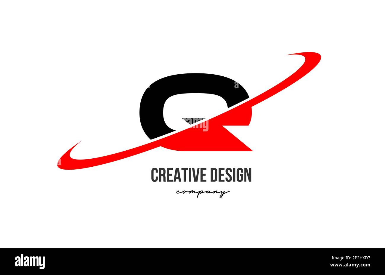 Red black Q alphabet letter logo with big swoosh. Corporate creative ...