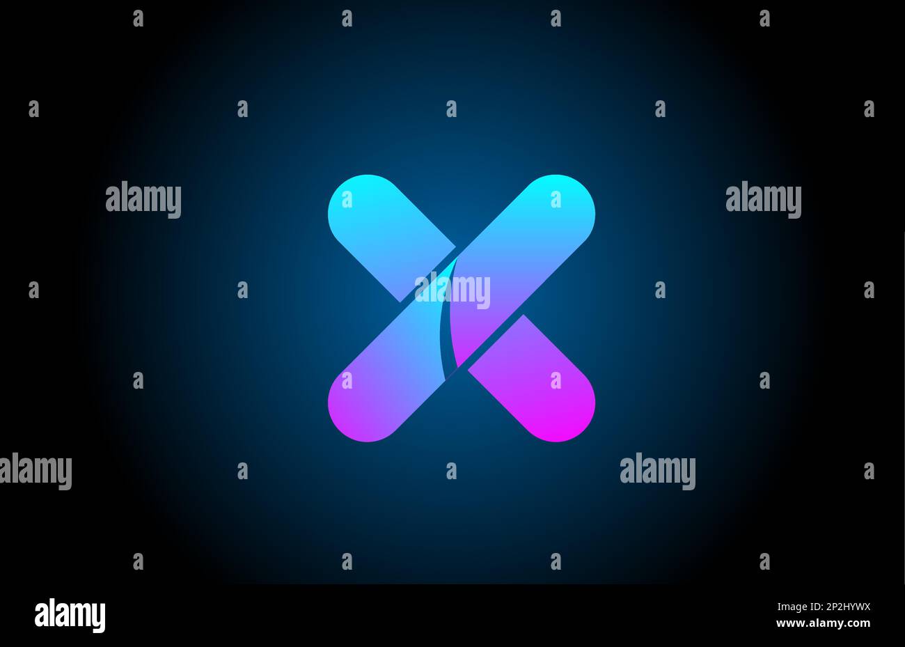 blue pink X alphabet letter logo icon design with gradient color ...