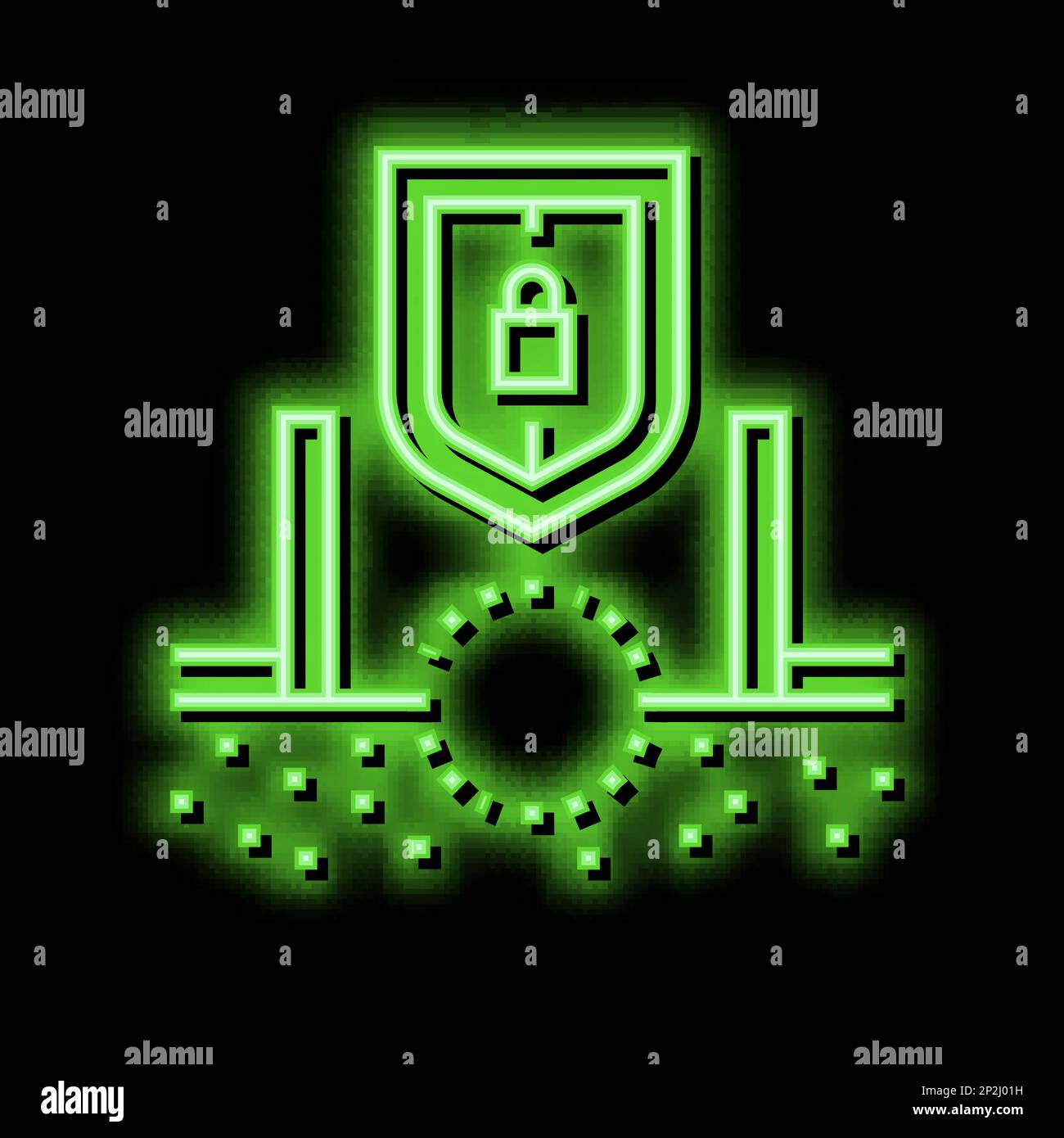 anti-corrosion work pipeline construction neon glow icon illustration