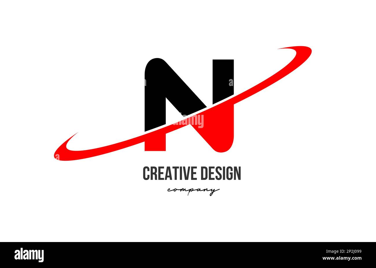 Red black N alphabet letter logo with big swoosh. Corporate creative ...