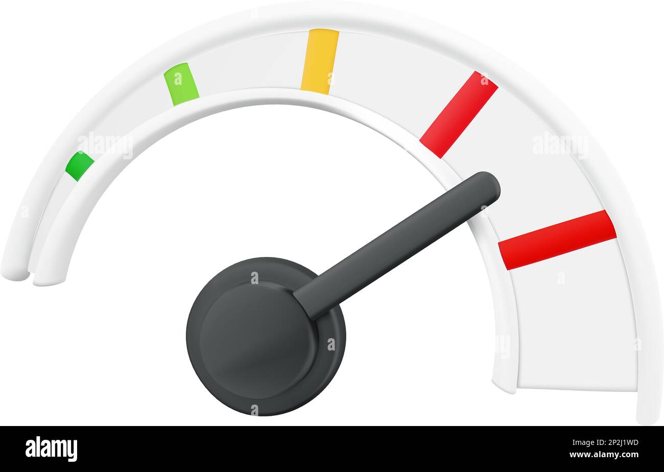 Color speedometer. Vector illustration. 3d speedometer icon Stock