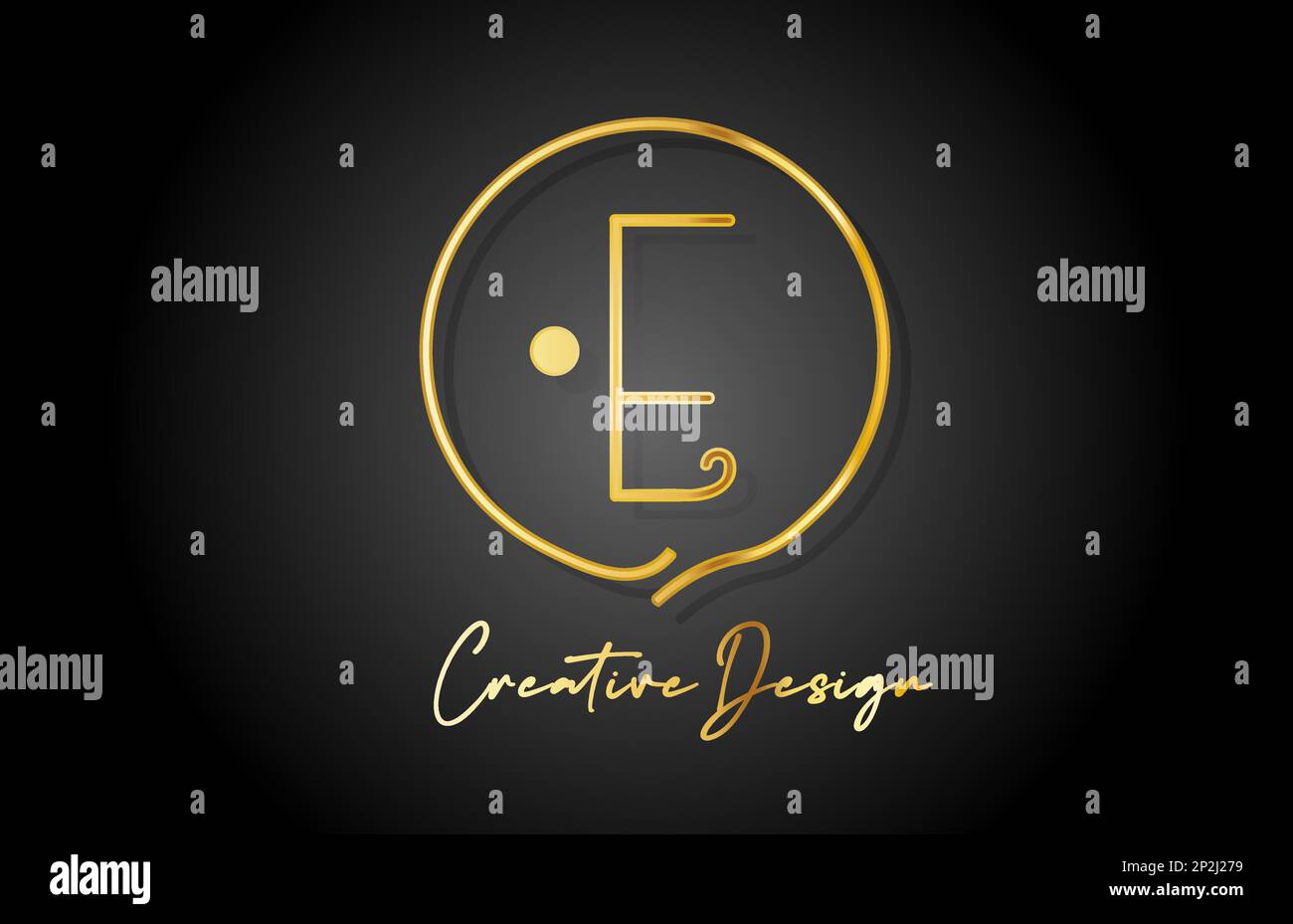 E gold yellow alphabet letter logo icon design with luxury vintage ...