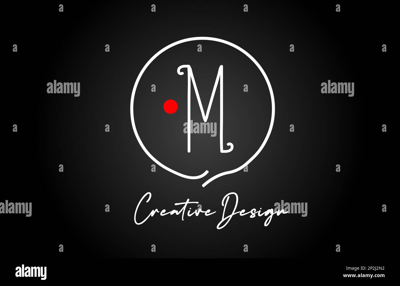 M alphabet letter logo icon design with line red dot and vintage style ...