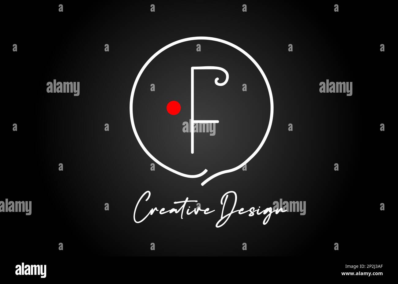 F alphabet letter logo icon design with line red dot and vintage style ...