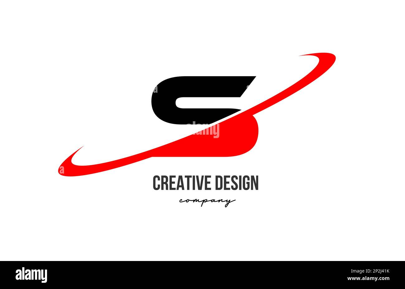 Red black S alphabet letter logo with big swoosh. Corporate creative ...