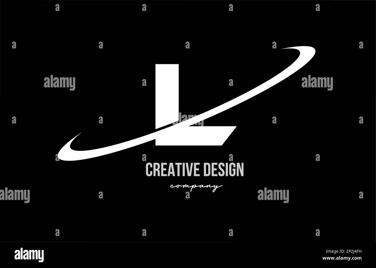 Black white L alphabet letter logo with big swoosh. Corporate creative ...