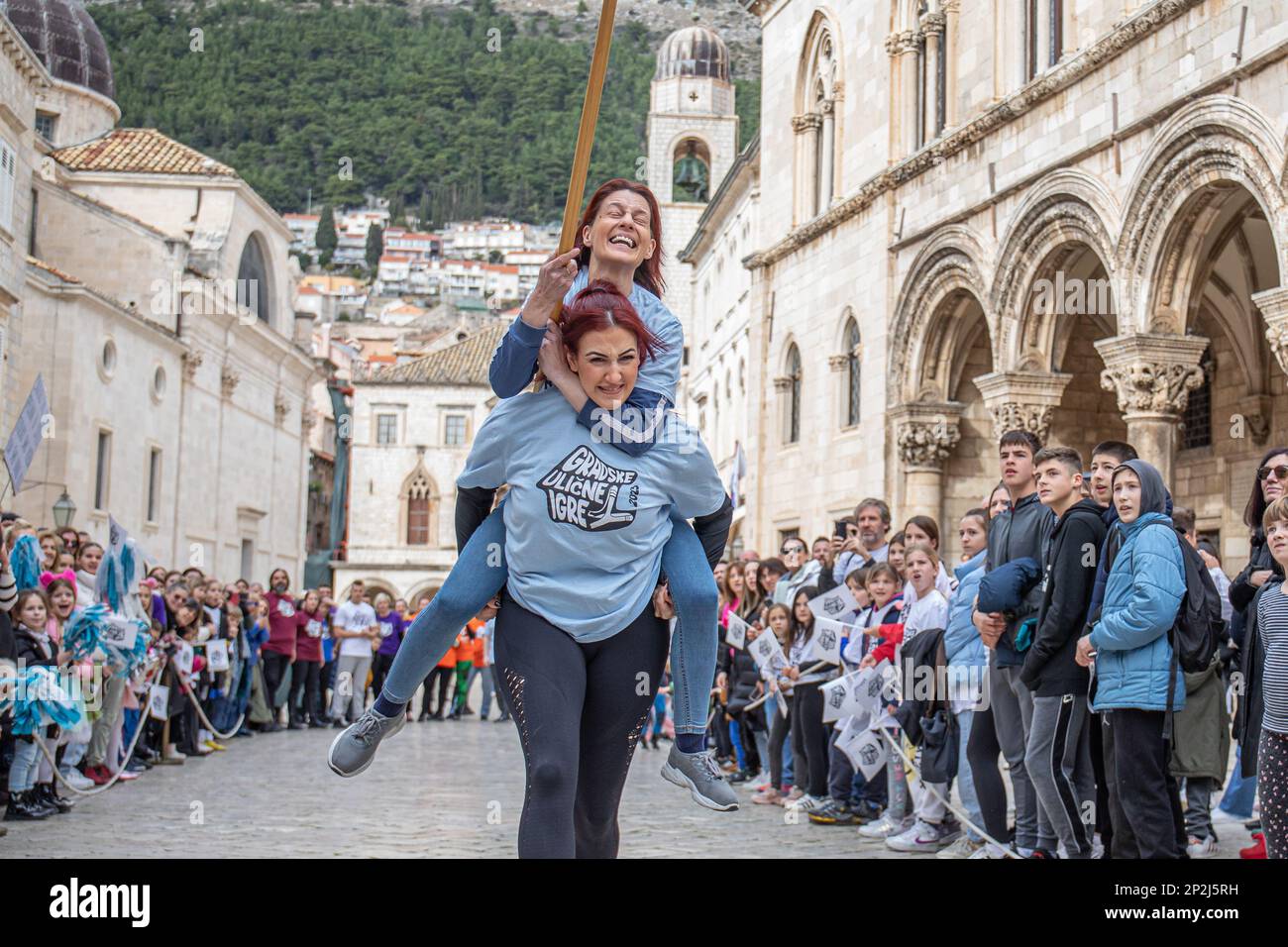 Participants compete in alka (traditional Croatian knightly game