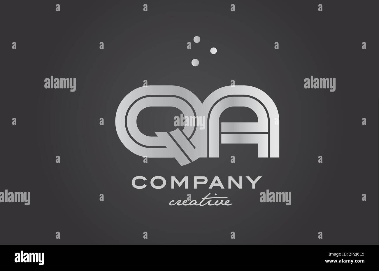 gold golden QA combination alphabet bold letter logo with dots. Joined ...