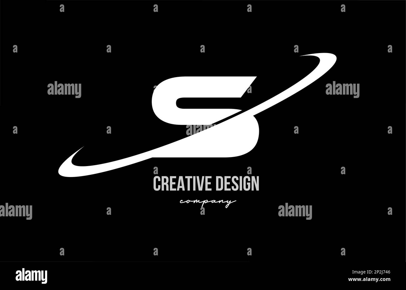 Black white S alphabet letter logo with big swoosh. Corporate creative ...