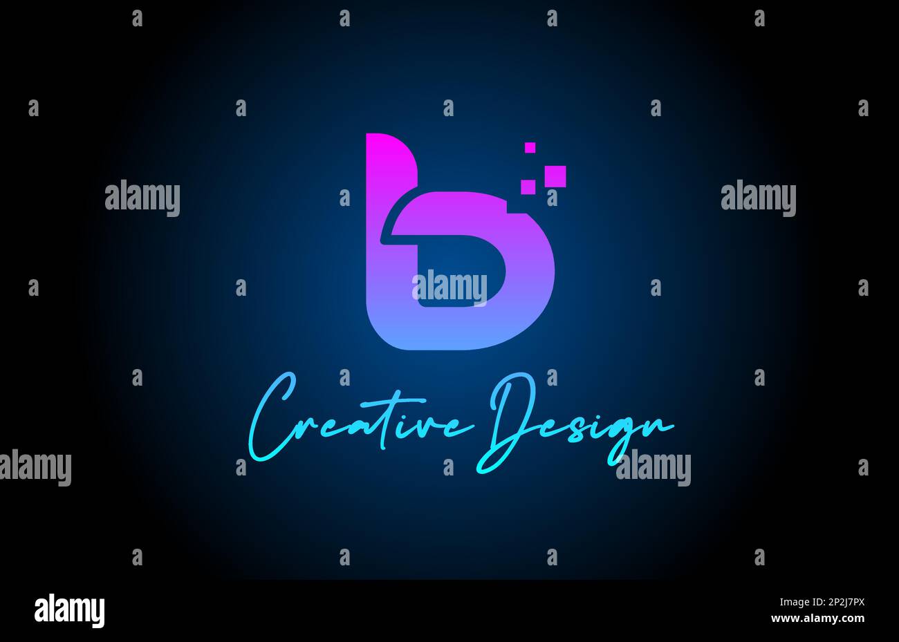 pink blue B alphabet letter logo icon design with dots. Creative ...